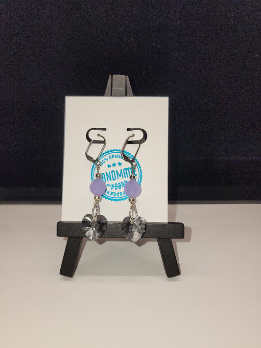 Crystal heart dangle with lavender