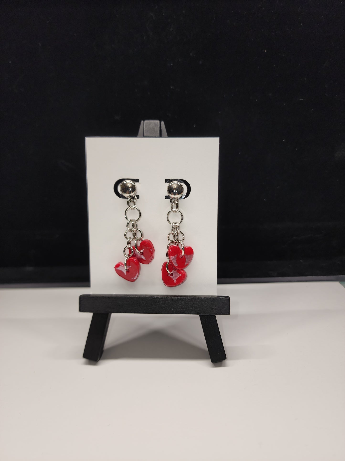 Double chain heart dangle