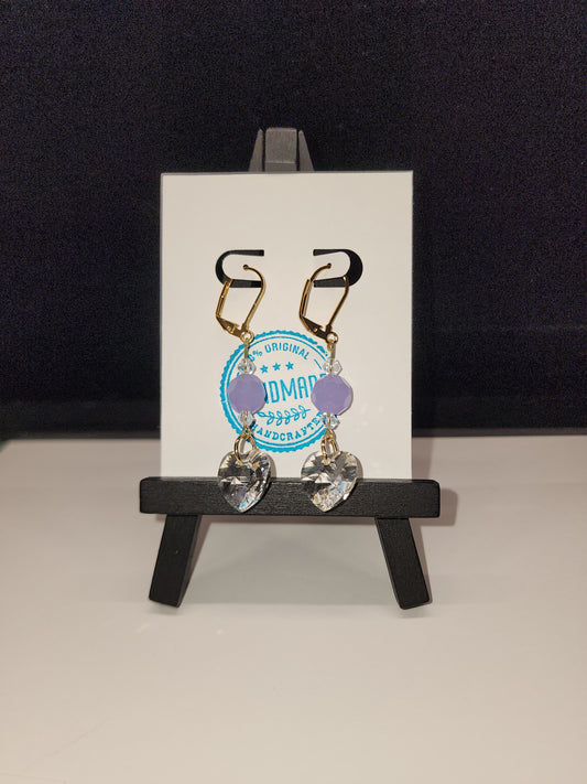 Crystal heart dangle with lavender