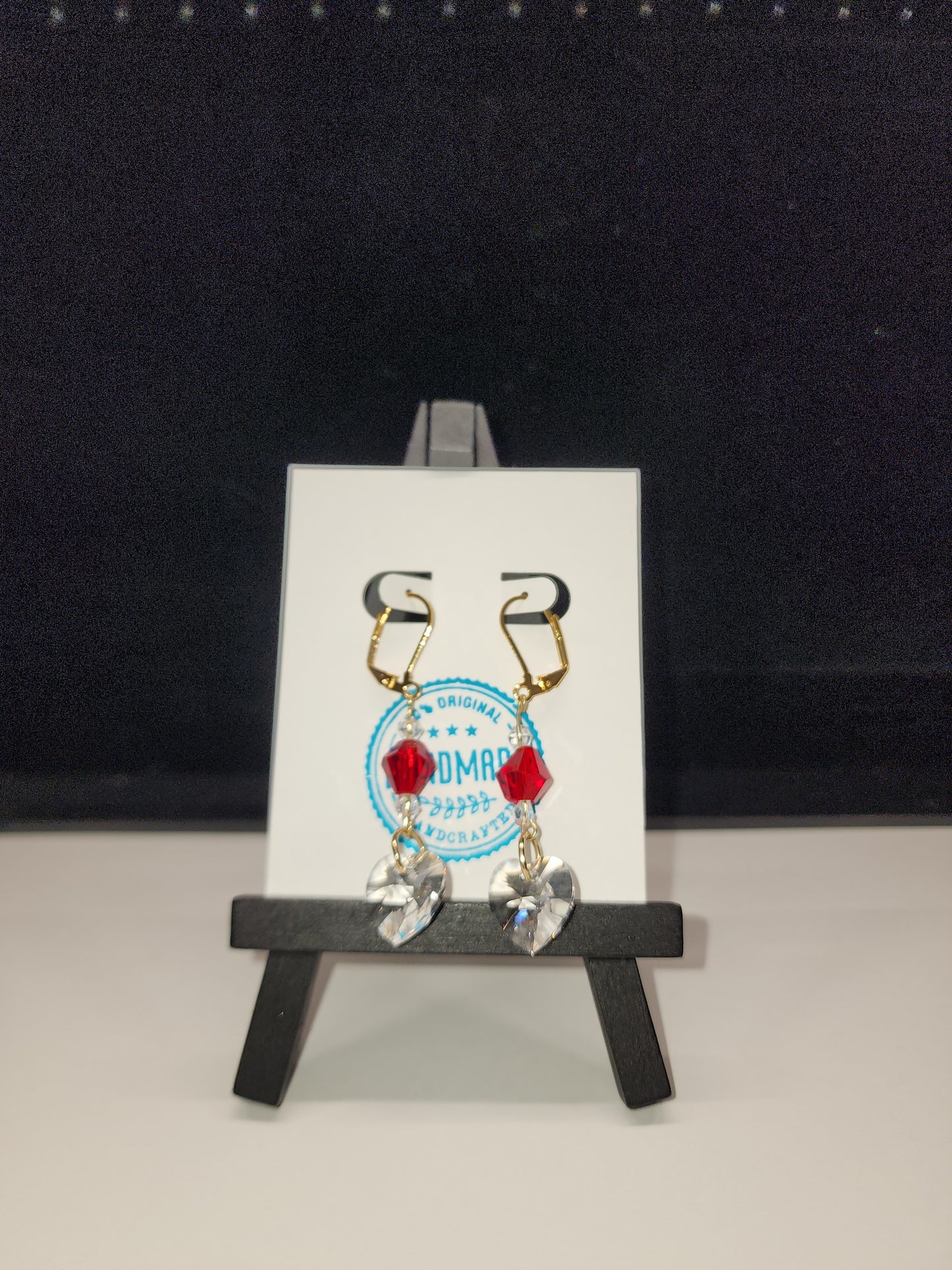 Red crystal heart dangle