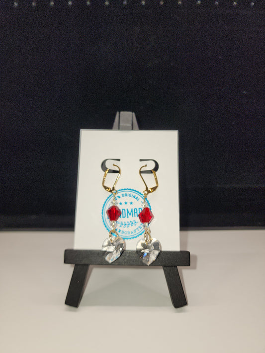 Red crystal heart dangle