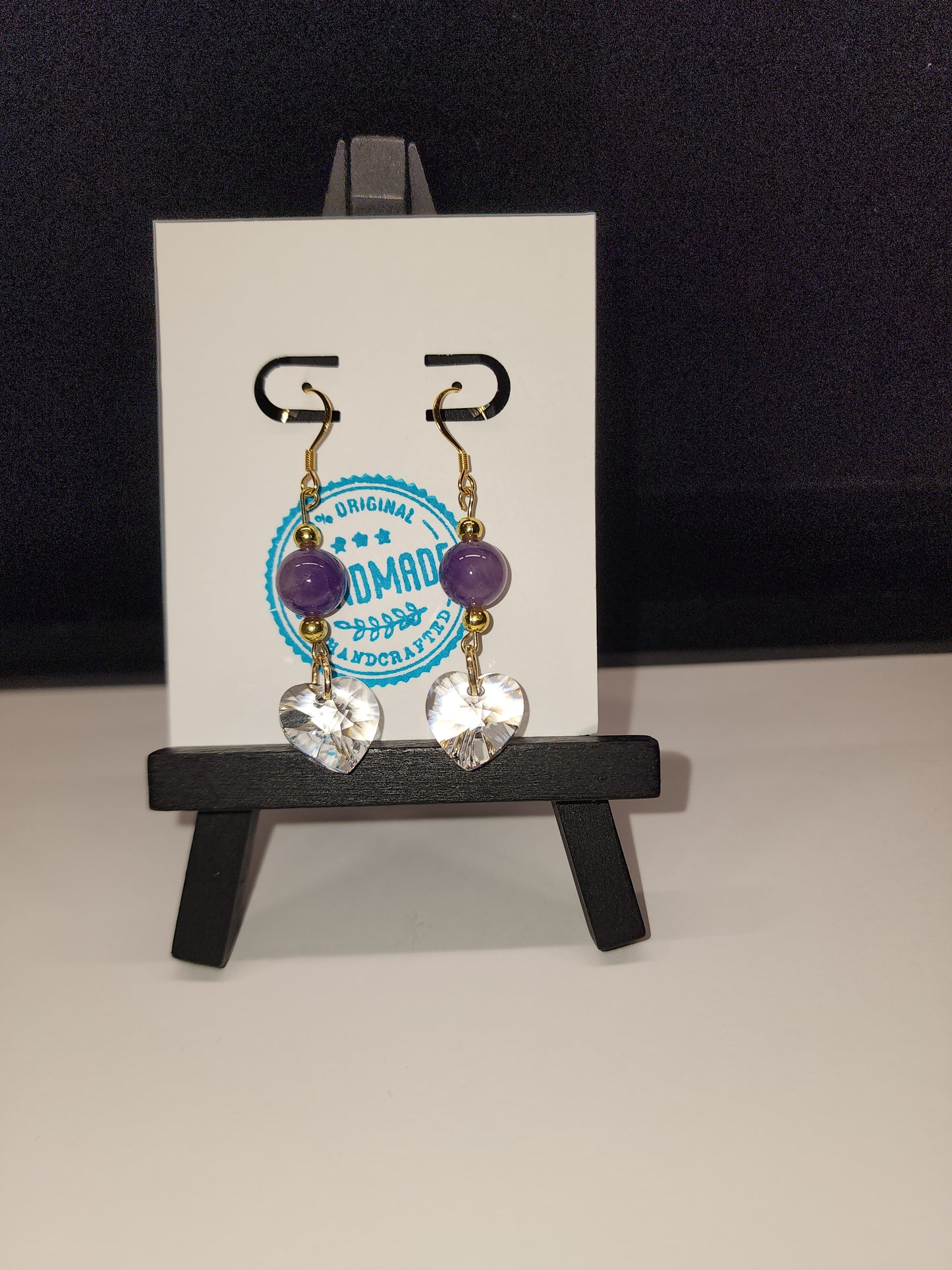 Crystal heart dangle with amethyst
