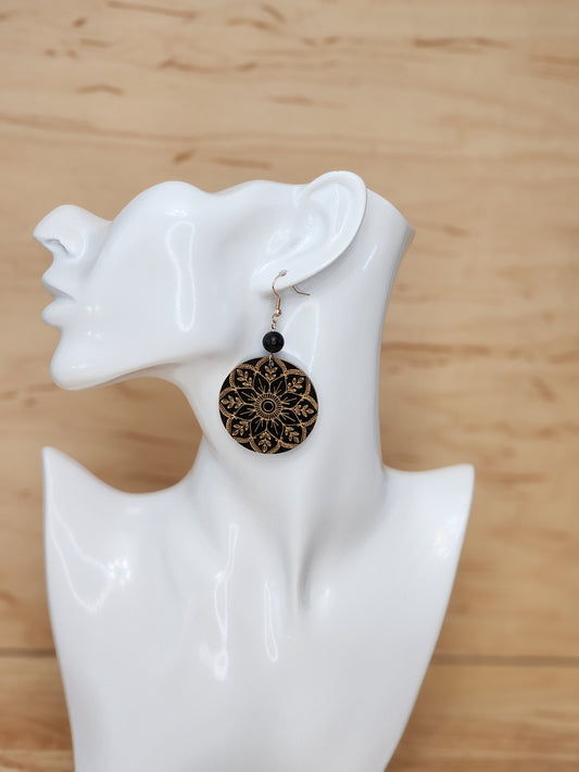 Black acrylic flower medallion