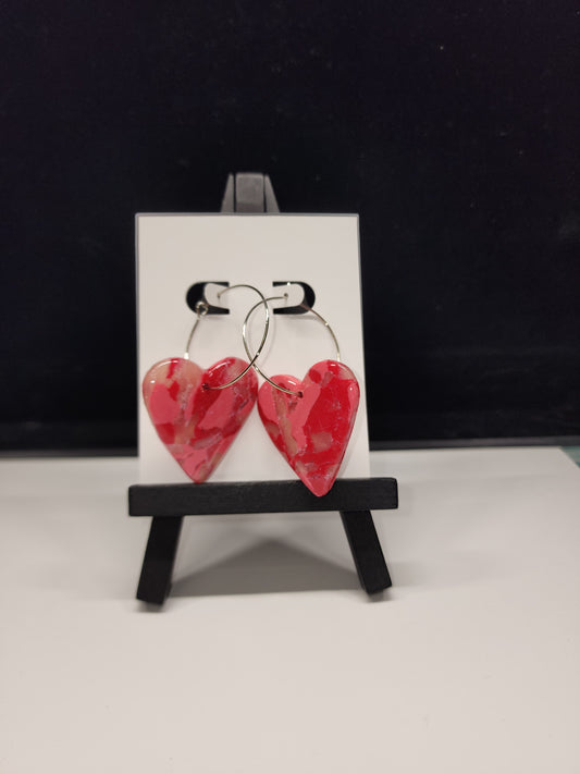 Large pink faux stone hoops