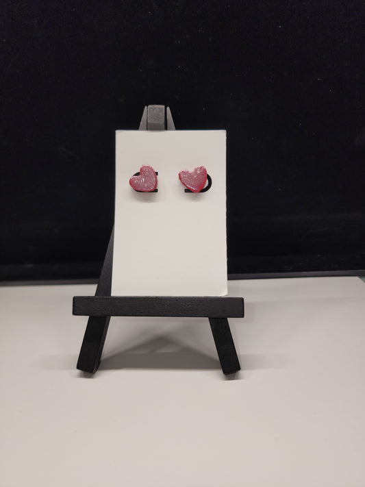 Small shimmer heart studs