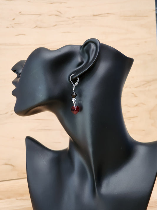 Red and black heart dangle