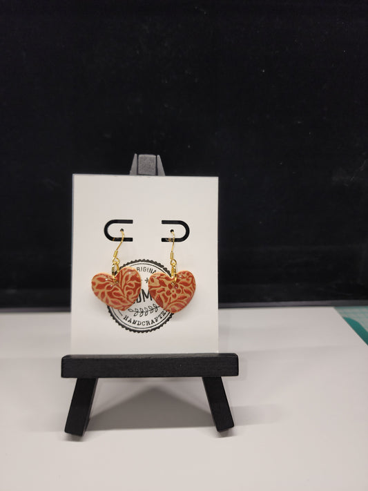 Tan and red floral heart