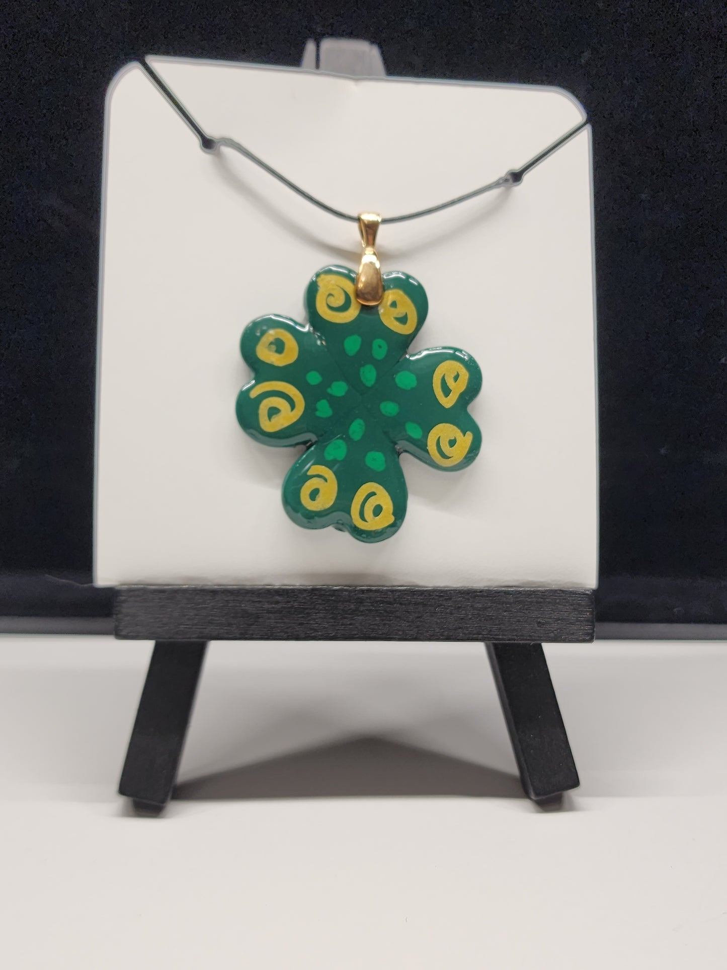 Shamrock pendant with green and gold