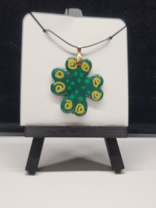 Shamrock pendant with green and gold
