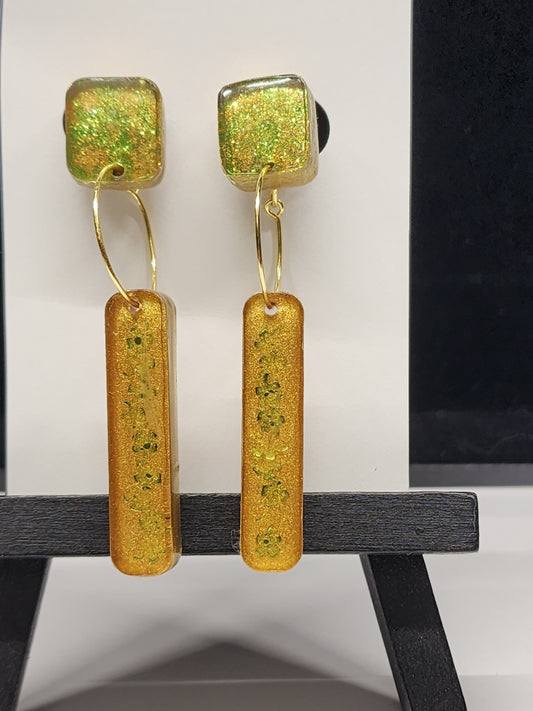 Gold long glitter dangle
