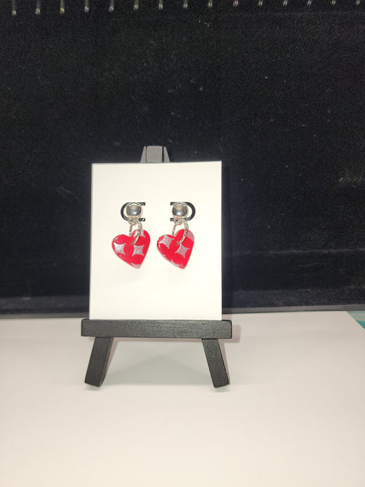 Red stamped heart dangle