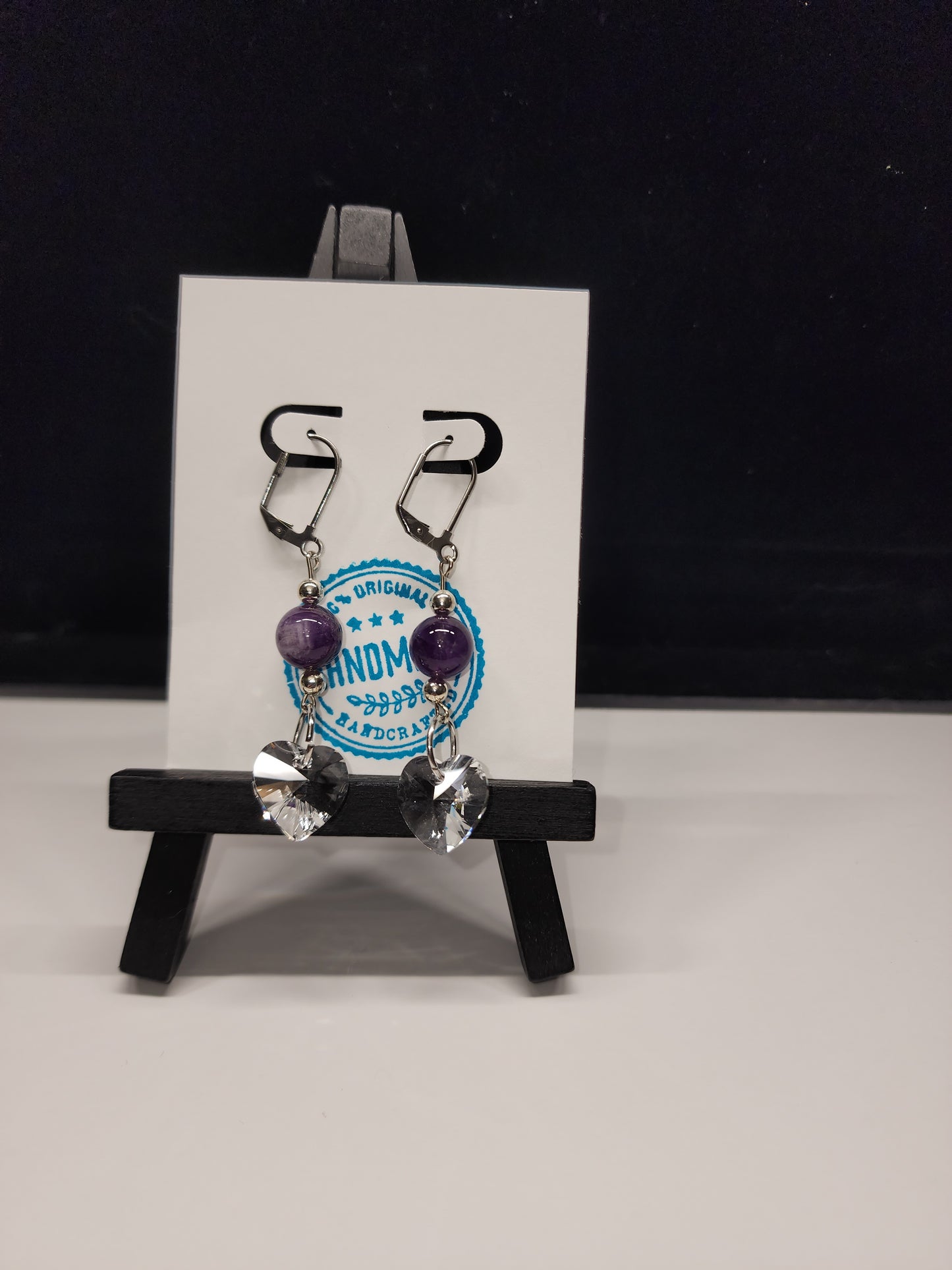 Crystal heart dangle with amethyst