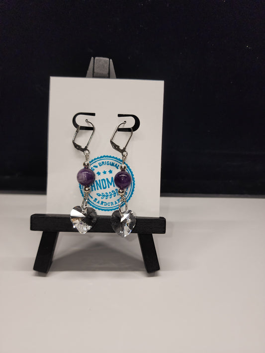 Crystal heart dangle with amethyst